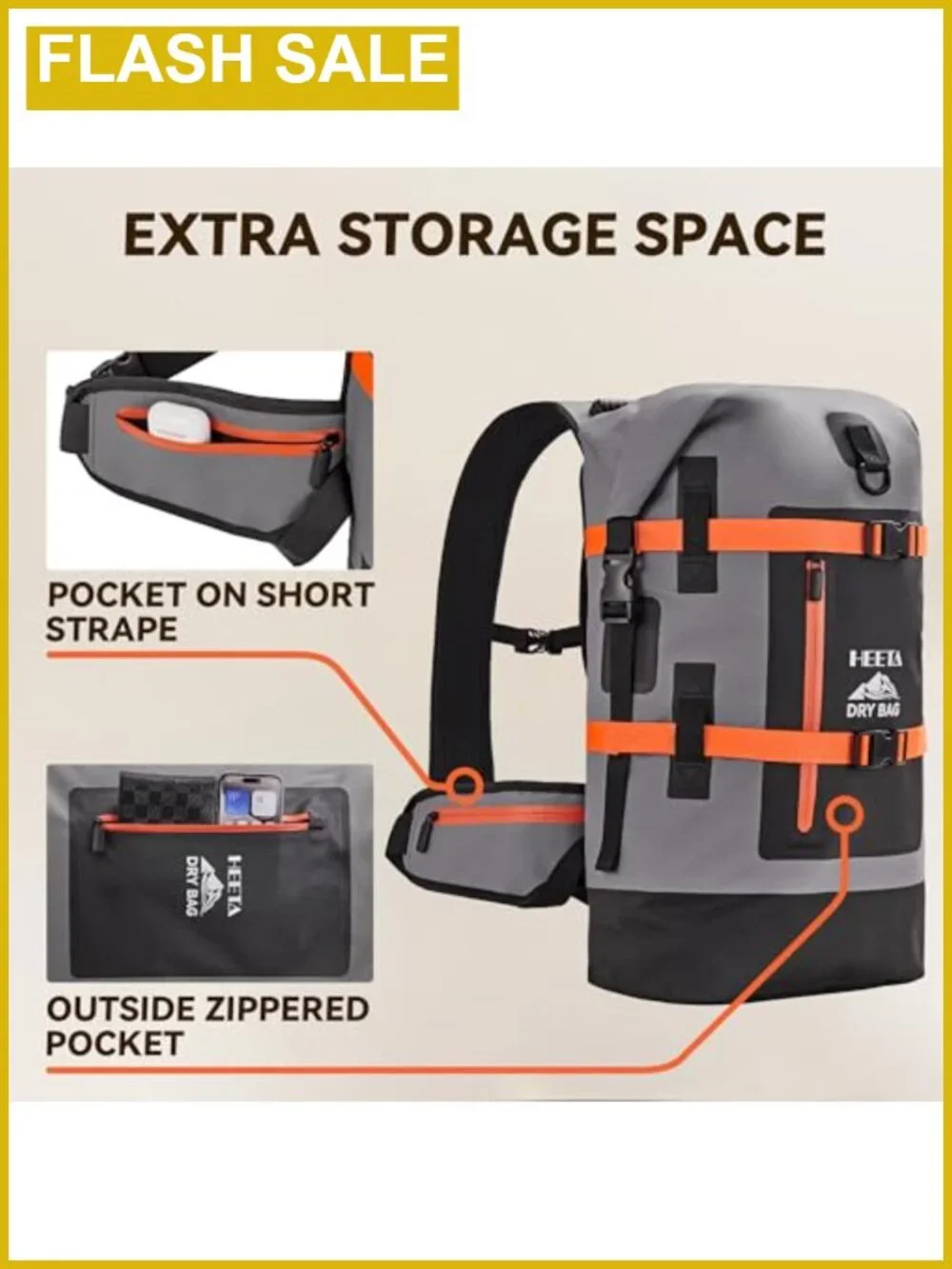 40L Waterproof Dry Bag Backpack 500D PVC Roll Top Heavy Duty Boating